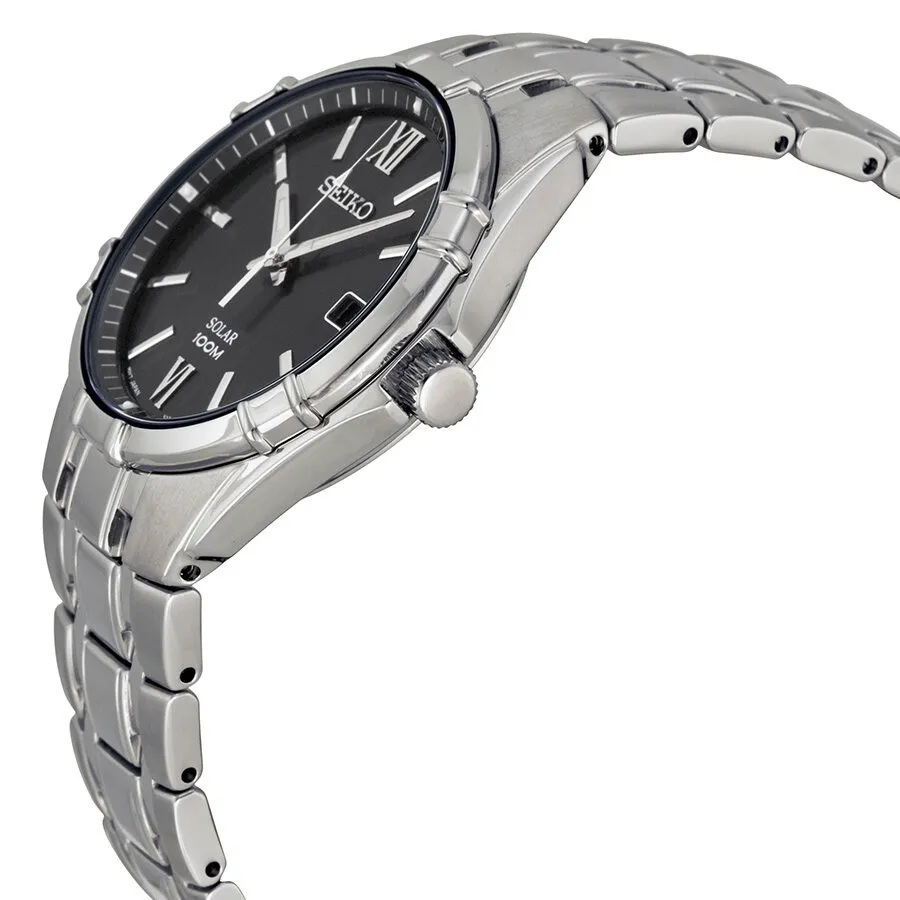 Seiko Solar Black Dial Men's Watch SNE215