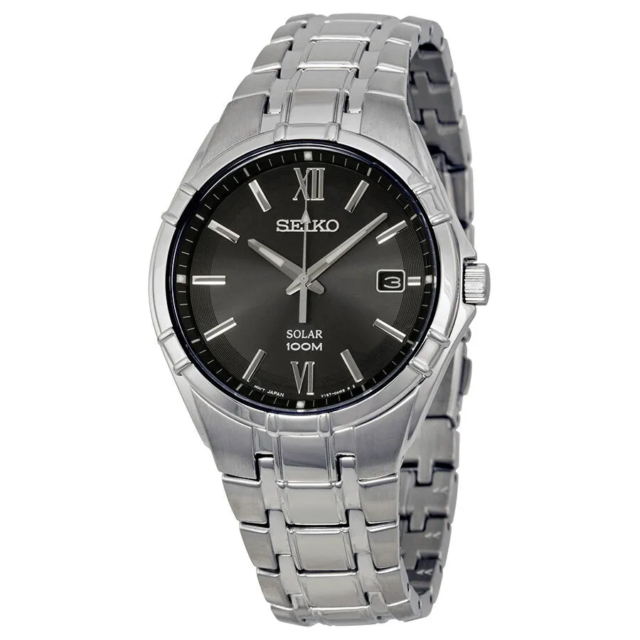 Seiko Solar Black Dial Men's Watch SNE215