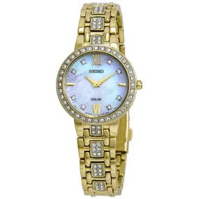 Seiko Solar Crystal White Mother of Pearl Dial Ladies Watch SUP364