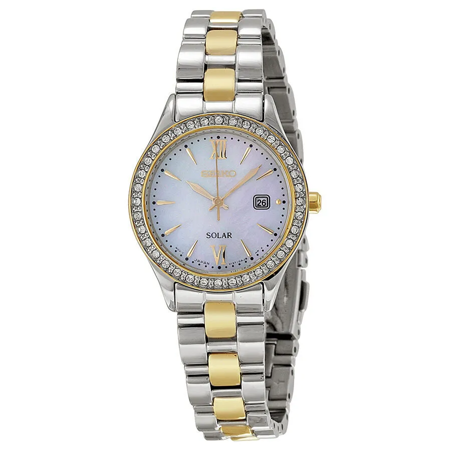 Seiko Solar Mother of Pearl Dial Two-tone Ladies Watch SUT074