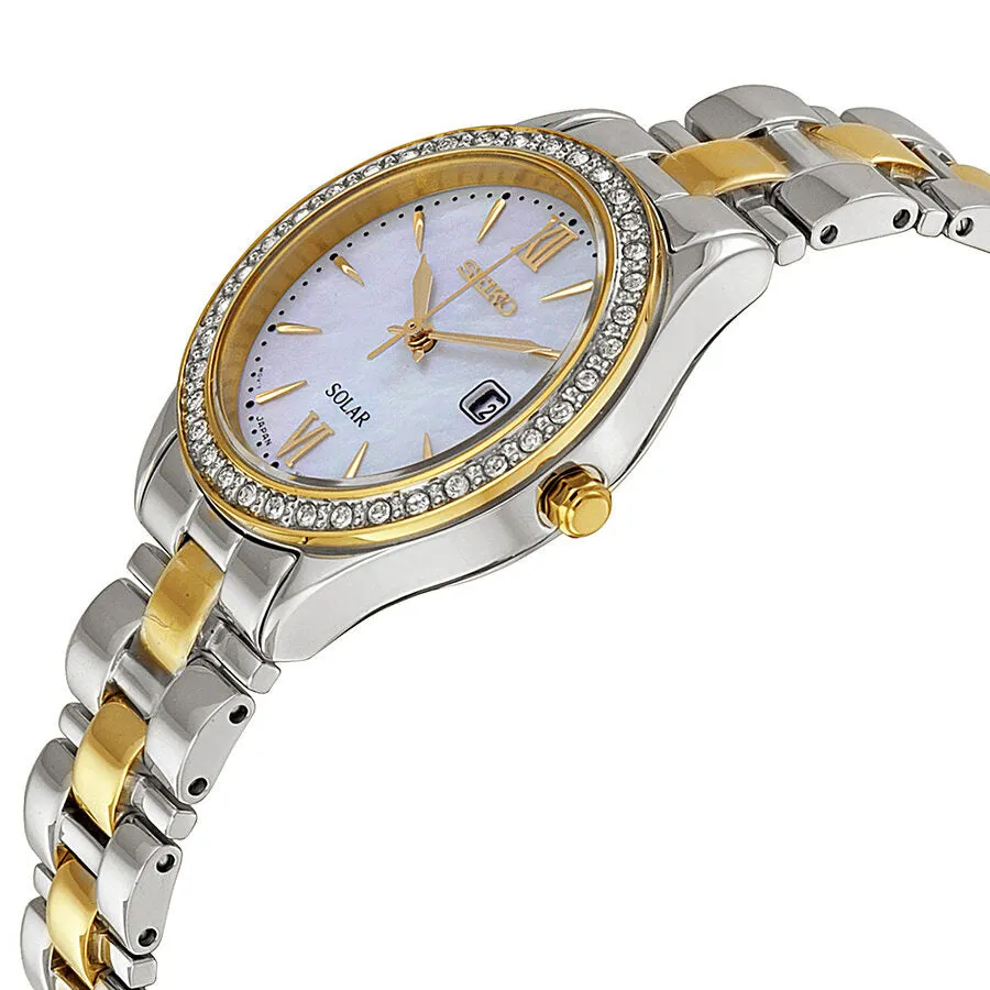 Seiko Solar Mother of Pearl Dial Two-tone Ladies Watch SUT074