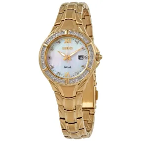 Seiko Solar Powered Mother of Pearl Diamond Dial Ladies Watch SUT380