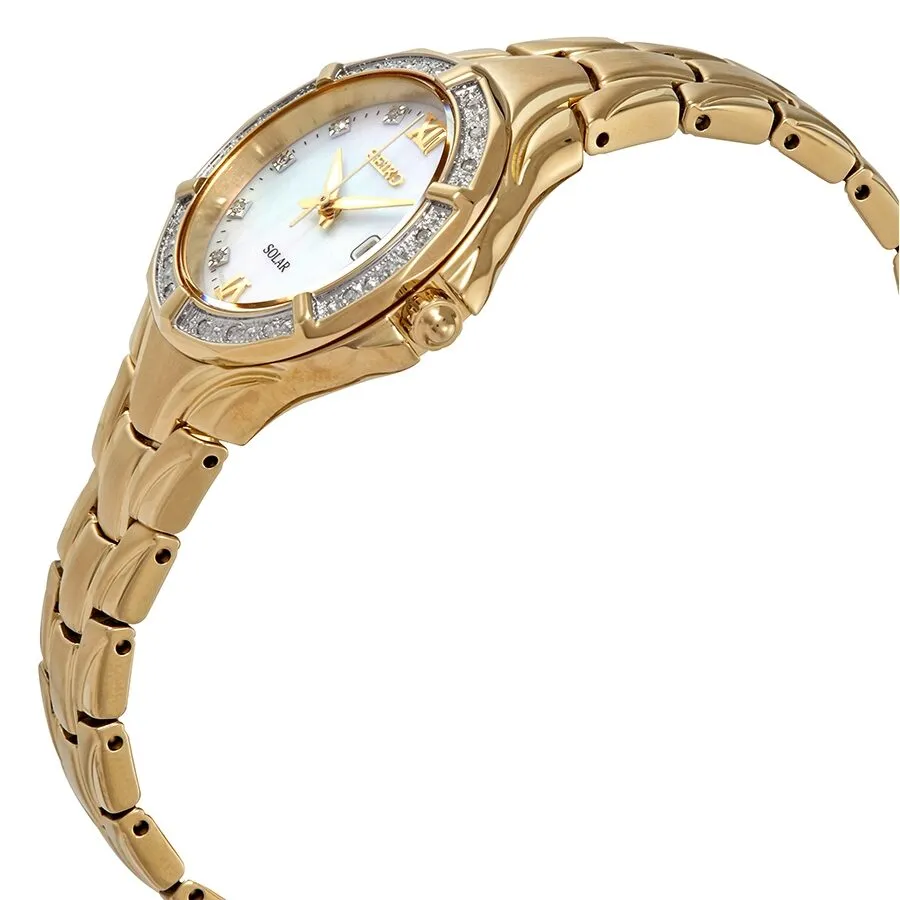 Seiko Solar Powered Mother of Pearl Diamond Dial Ladies Watch SUT380