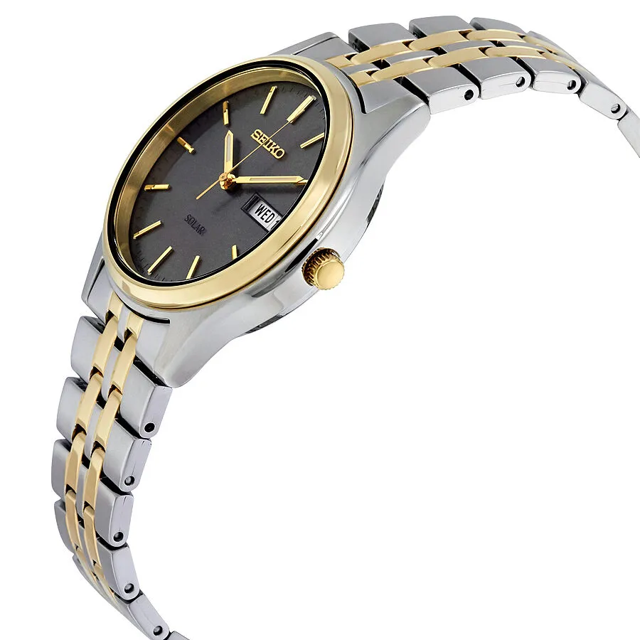 Seiko Two-tone Solar Charcoal Dial Men's Watch SNE042