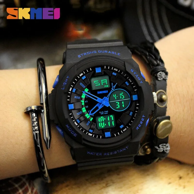 SKMEI Shock Resistant Watches Waterproof Men Women Kids Outdoor Sport Timing Watch Multifunction Children Fashion Wristwatches