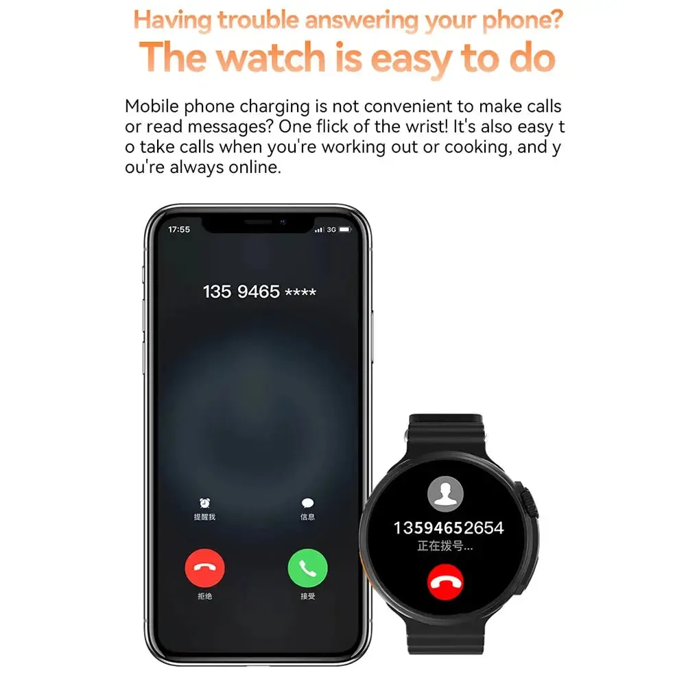 Smart Watch Round Full Touch Screen Bluetooth Call Message Reminder Sports Fitness Tracker for Women Men Android iOS Sport Watch