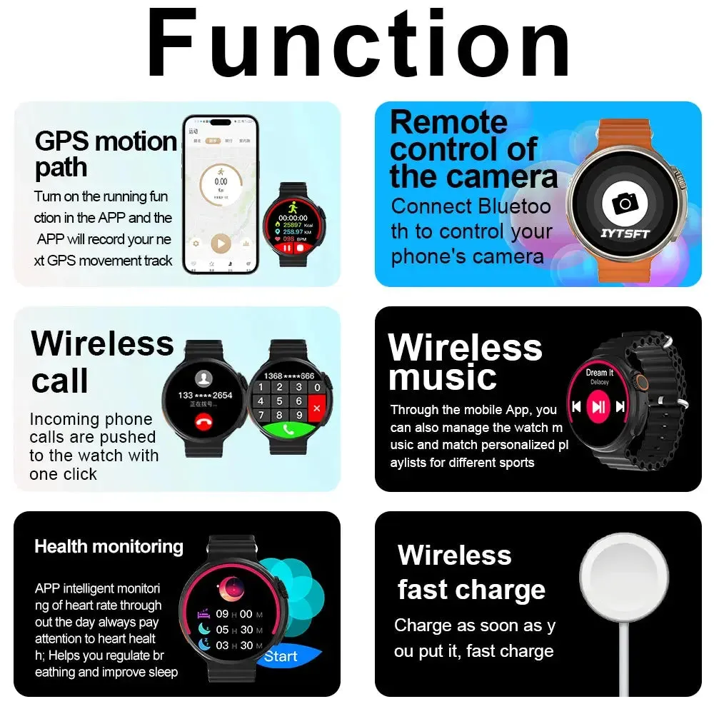 Smart Watch Round Full Touch Screen Bluetooth Call Message Reminder Sports Fitness Tracker for Women Men Android iOS Sport Watch