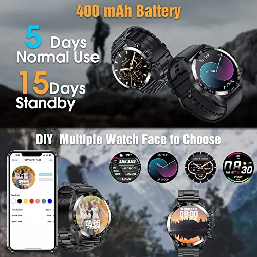 Smart Watches for Men (Dial/Receive Calls),Fitness Tracker Smartwatch, Sleep Tracker, App Message Reminder, Music Control, IP67 Waterproof Smart Watch for Android iOS Phone