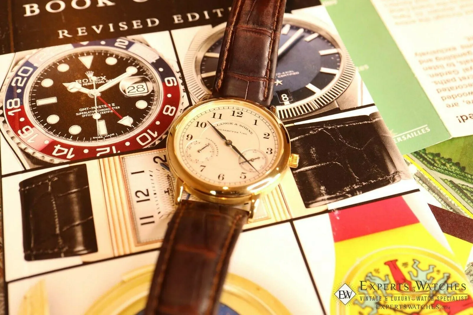 Sold!!! A Lange & Sohne 1815 Up & Down 221.021 36MM Power Reserve 18K Yellow Gold Extras