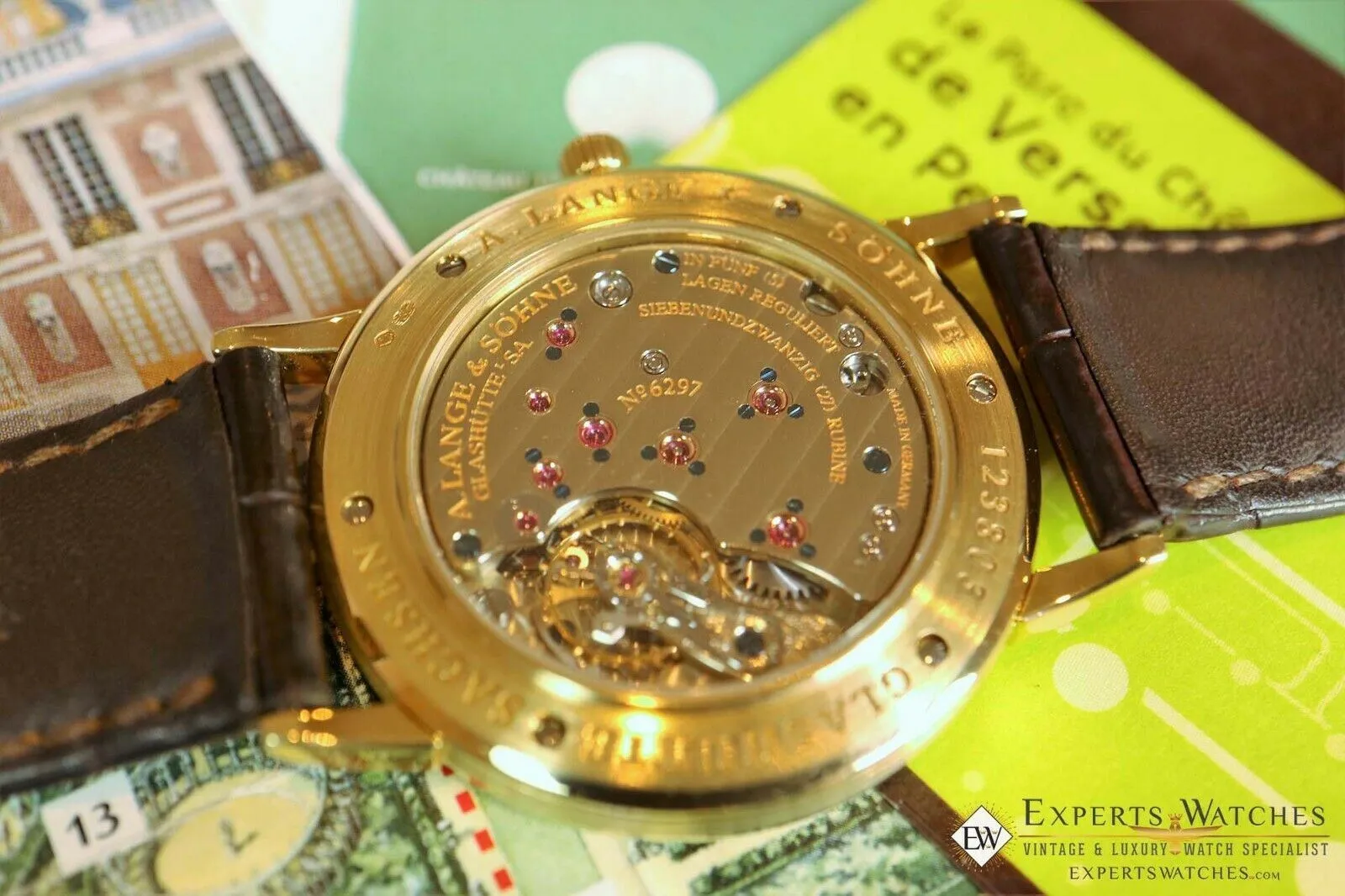 Sold!!! A Lange & Sohne 1815 Up & Down 221.021 36MM Power Reserve 18K Yellow Gold Extras