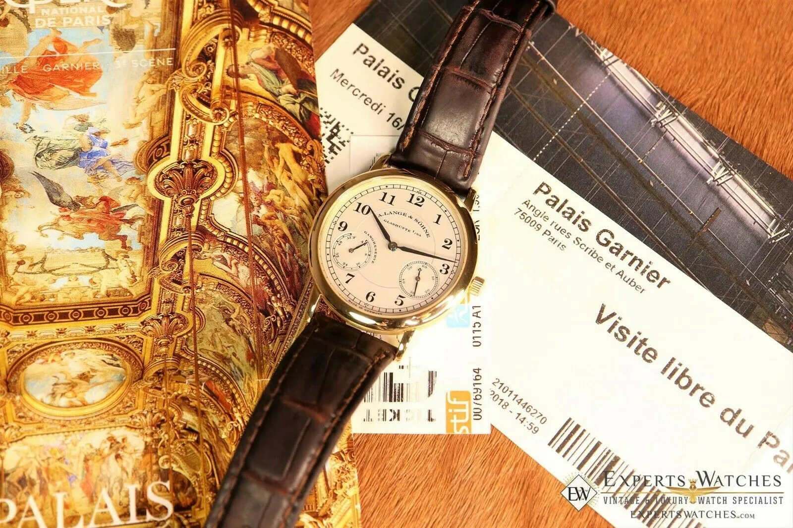 Sold!!! A Lange & Sohne 1815 Up & Down 221.021 36MM Power Reserve 18K Yellow Gold Extras