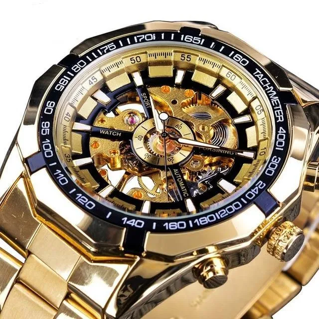 Stainless Steel Waterproof Mens Skeleton Watches