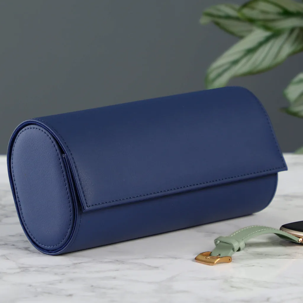 Steel Blue Leather Three Section Watch Case