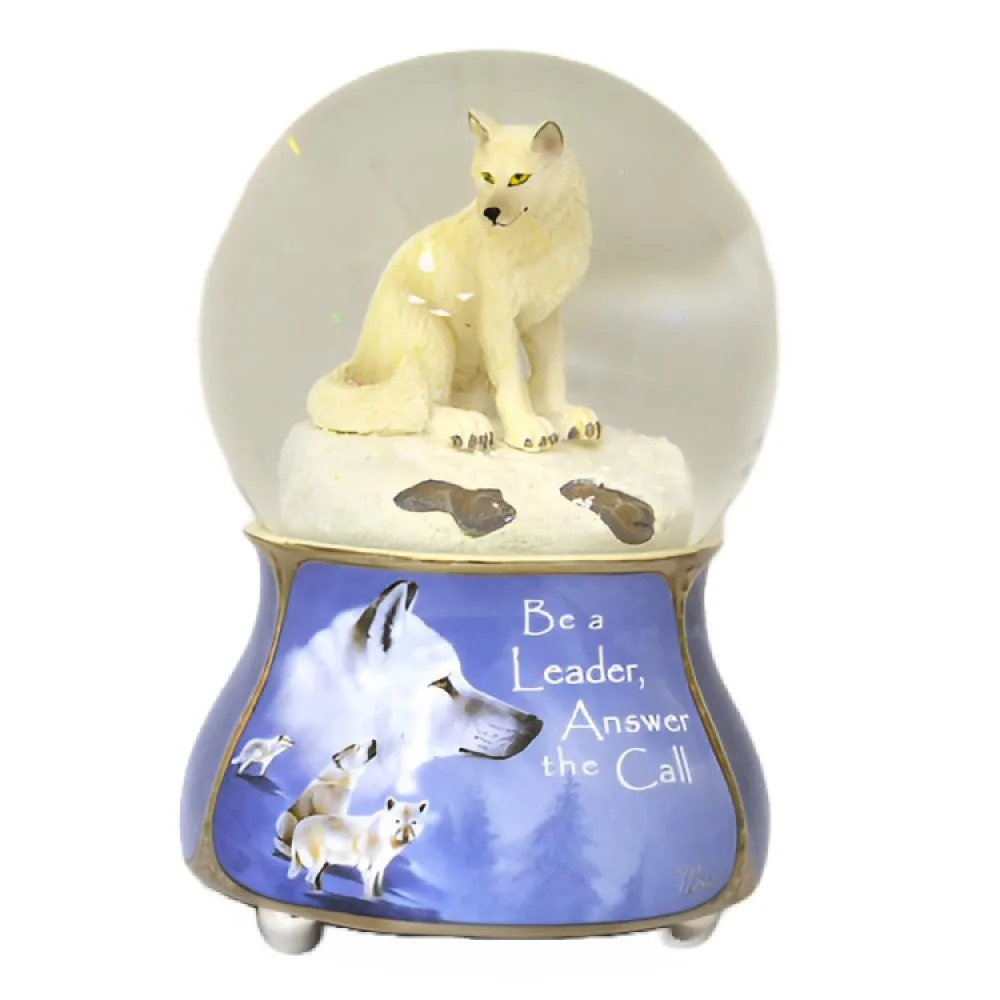 The Bradford Exchange Spirits Within Musical Wolf Glitter Globe: Arctic Champion by Eddie Lepage 5.75-inches