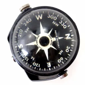 Vintage Marine Compass Liquid Filled in Black Metal Housing by Aqua Meter (c.1950s) N2