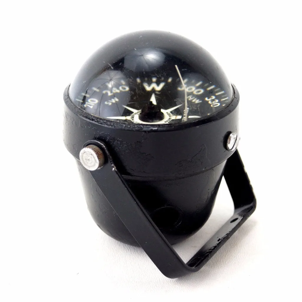 Vintage Marine Compass Liquid Filled in Black Metal Housing by Aqua Meter (c.1950s) N2