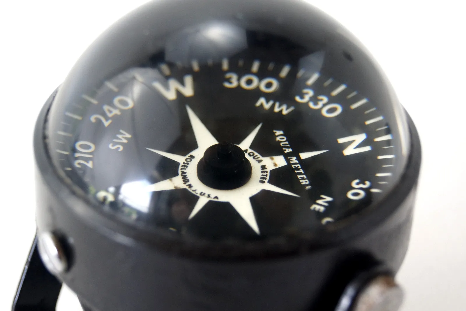 Vintage Marine Compass Liquid Filled in Black Metal Housing by Aqua Meter (c.1950s) N2