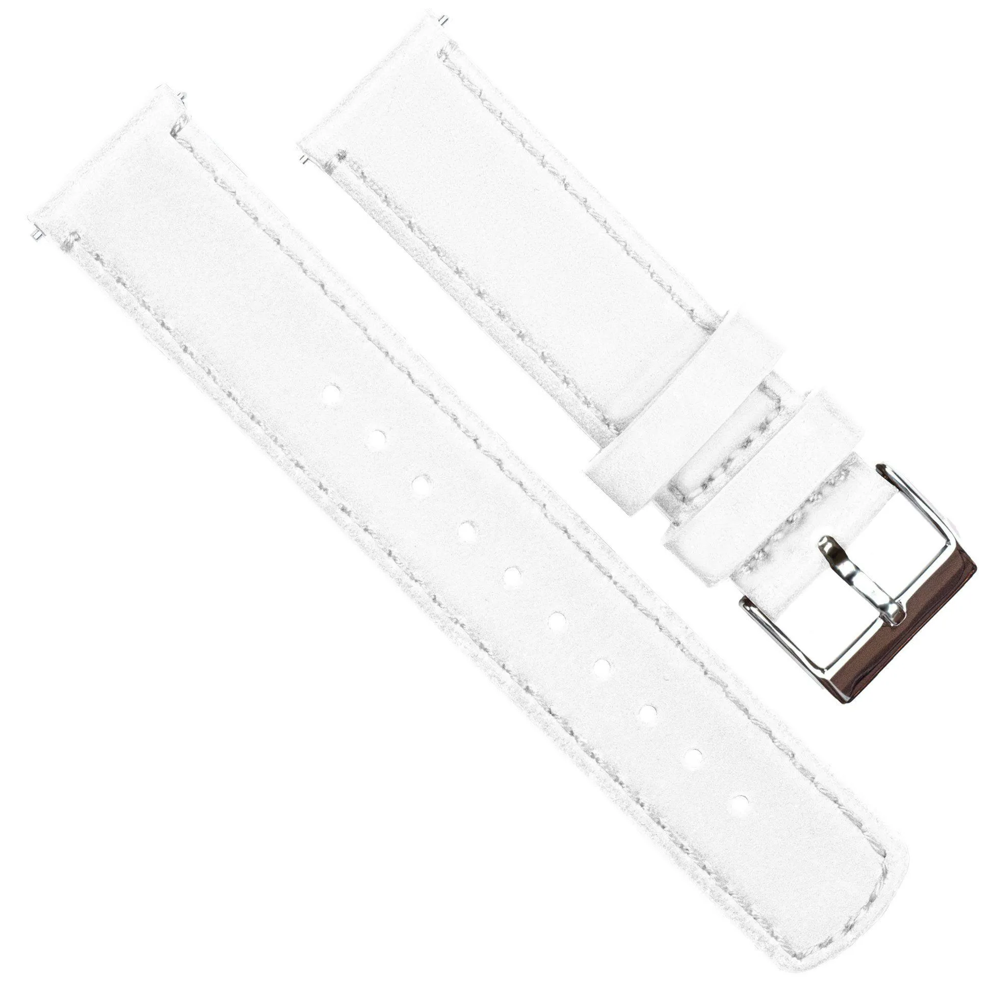 White Leather White Stitching Watch Band