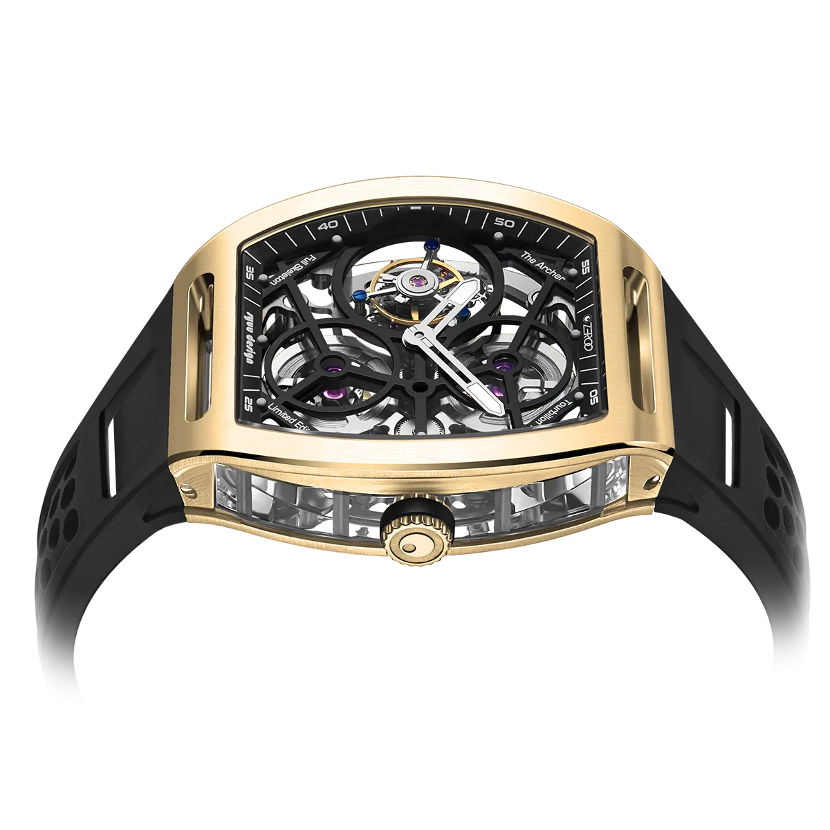 ZEROO T4 THE ARCHER FULL SKELETON TOURBILLONMANUAL TOURBILLON WATCH FOR GENTS - ZT004GBK
