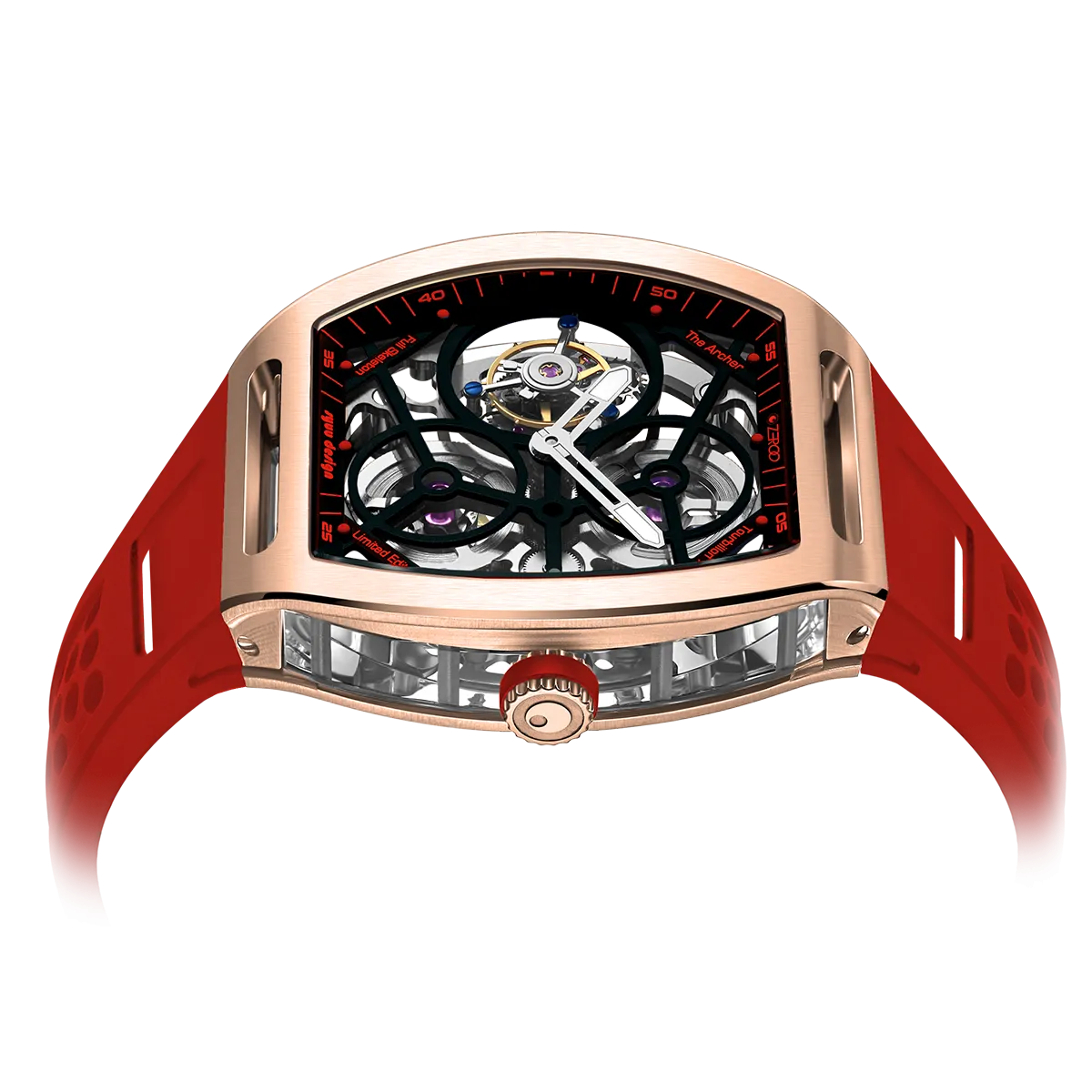 ZEROO T4 THE ARCHER FULL SKELETON TOURBILLONMANUAL TOURBILLON WATCH FOR GENTS - ZT004RRD