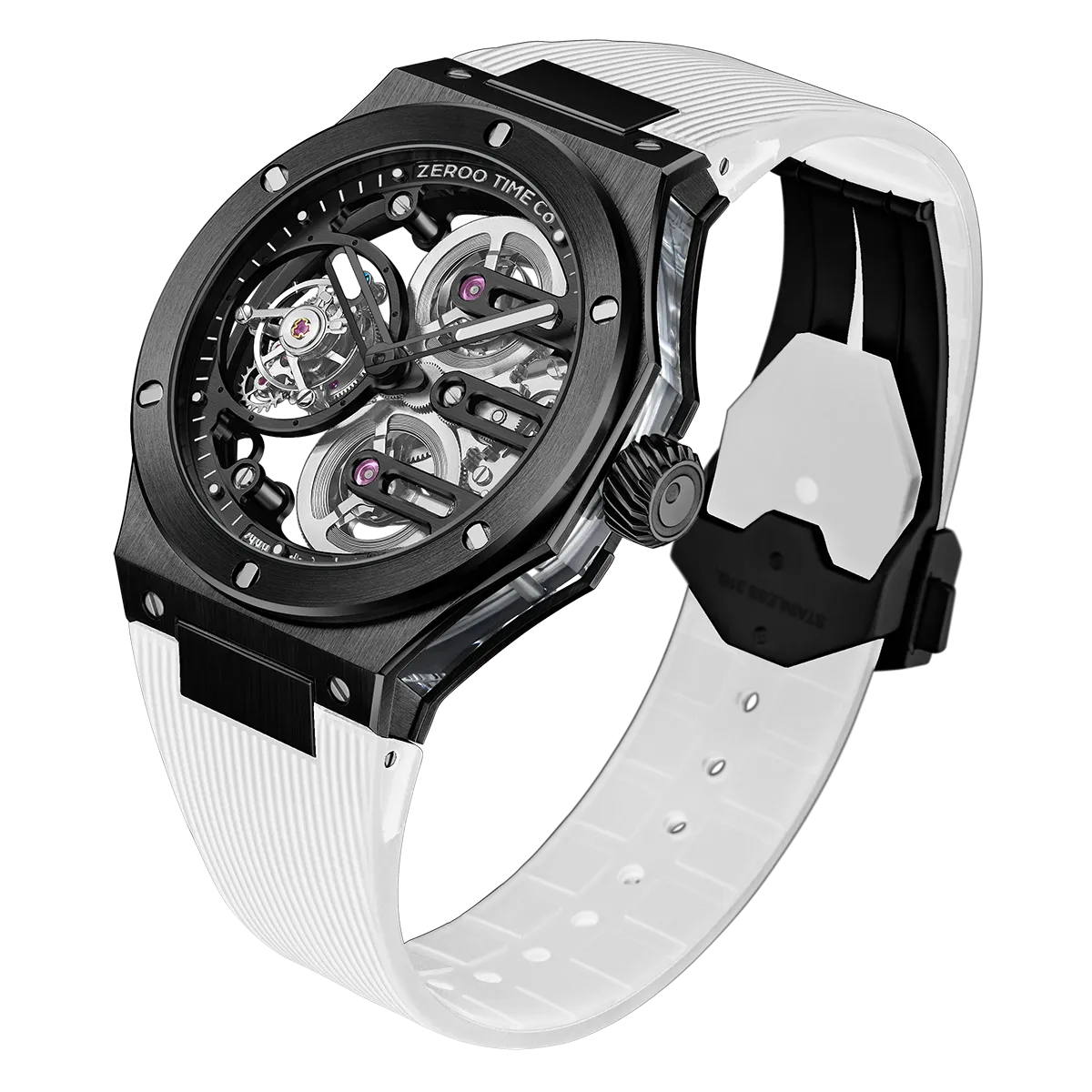 ZEROO T8 THE ORION FULL SKELETON TOURBILLONMANUAL TOURBILLON WATCH FOR GENTS - ZT008BBW